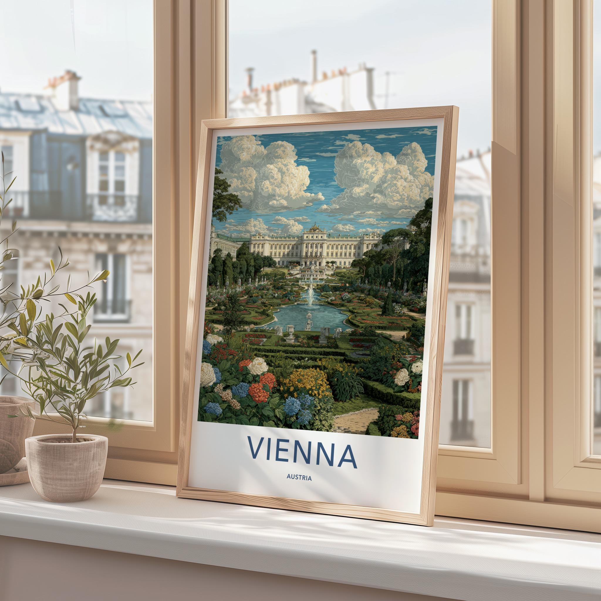 Vienna Poster - Austria Travel Art - Grand Palace Gardens Home Decor