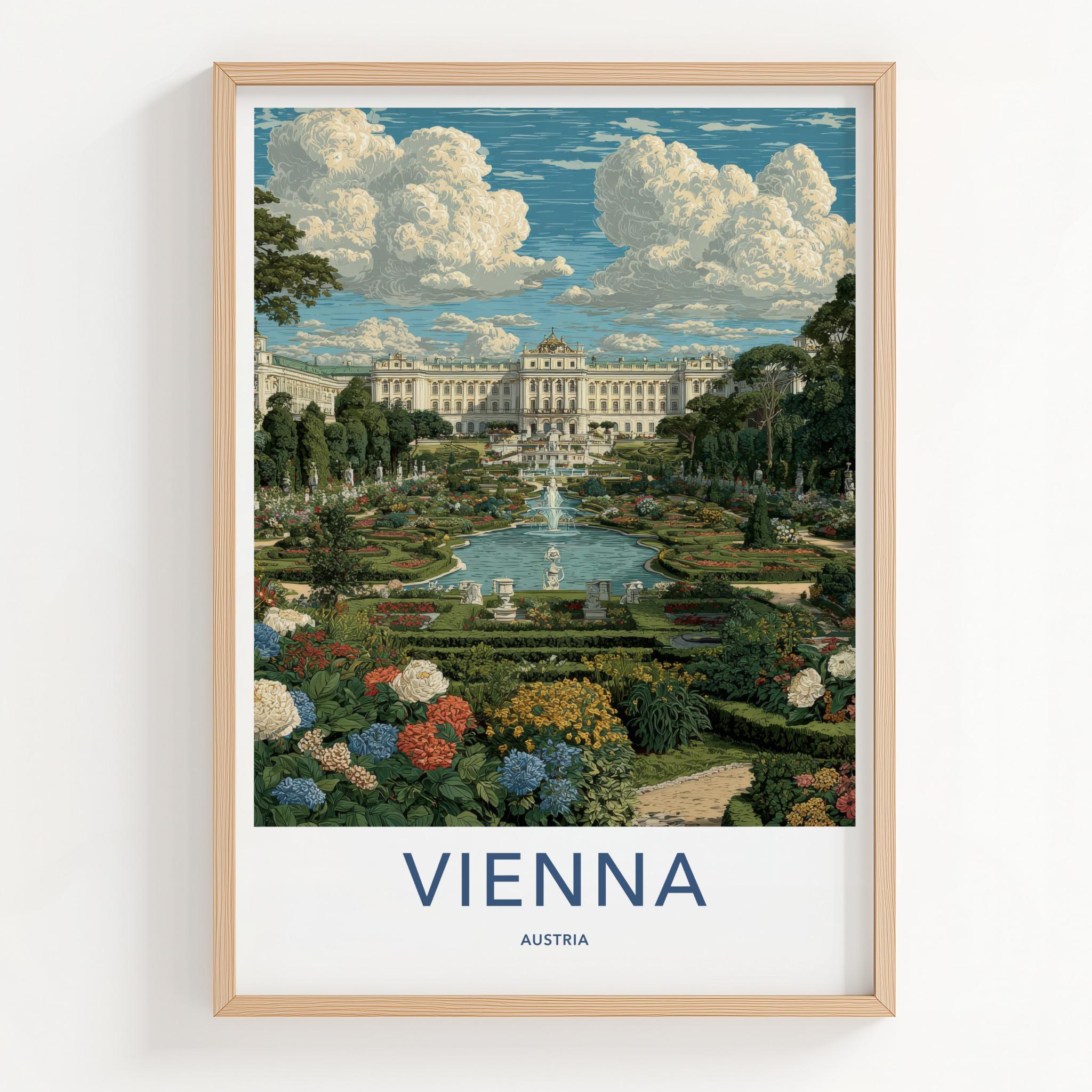 Vienna Poster - Austria Travel Art - Grand Palace Gardens Home Decor