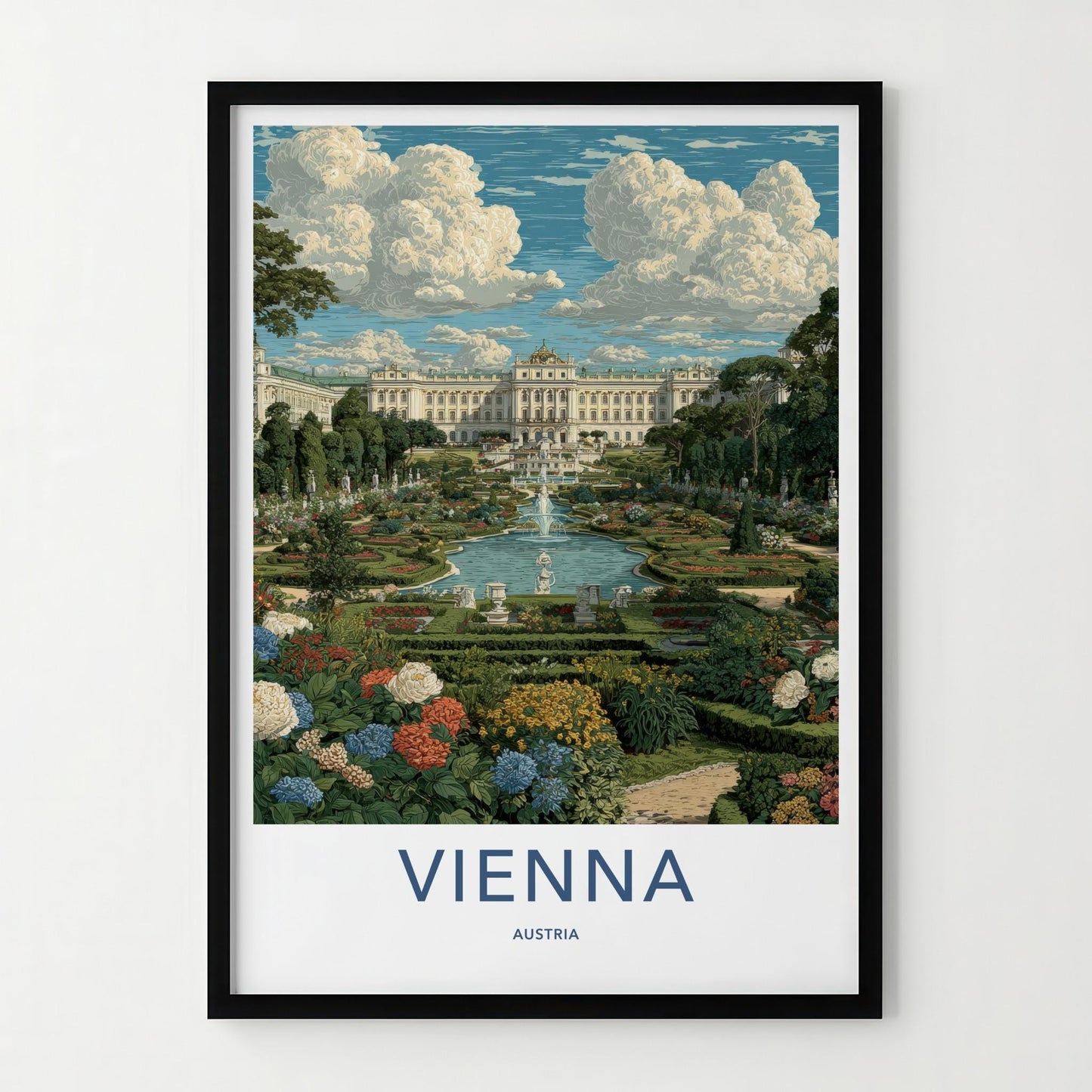 Vienna Poster - Austria Travel Art - Grand Palace Gardens Home Decor