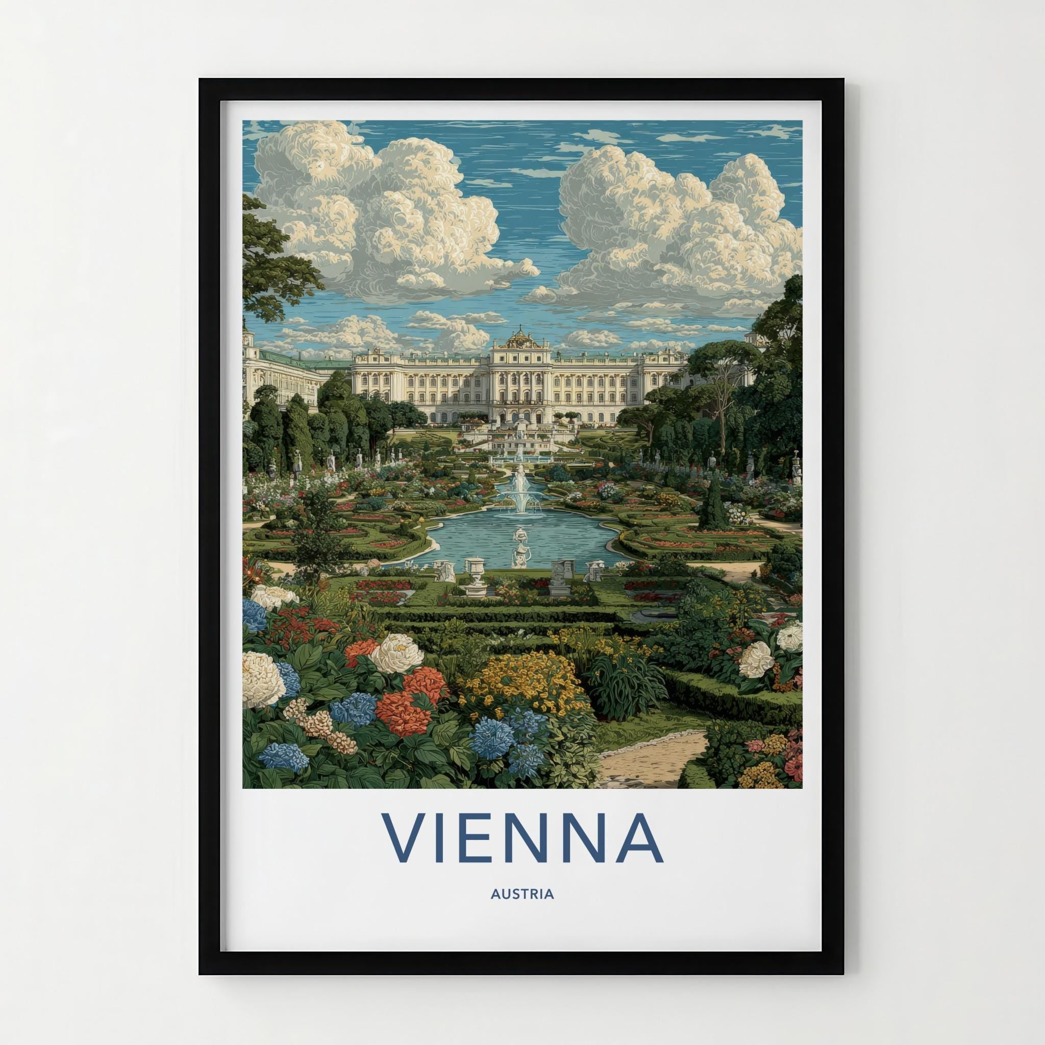 Vienna Poster - Austria Travel Art - Grand Palace Gardens Home Decor