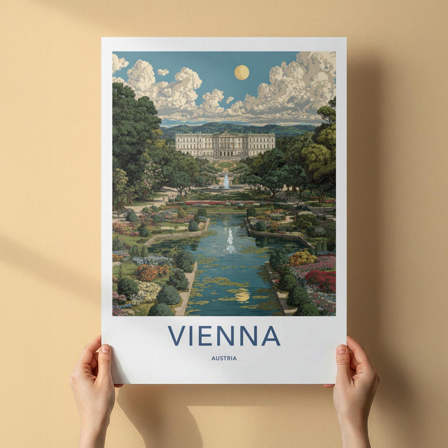Vienna Poster - Austria Travel Art - Schoenbrunn Palace Garden Home Decor