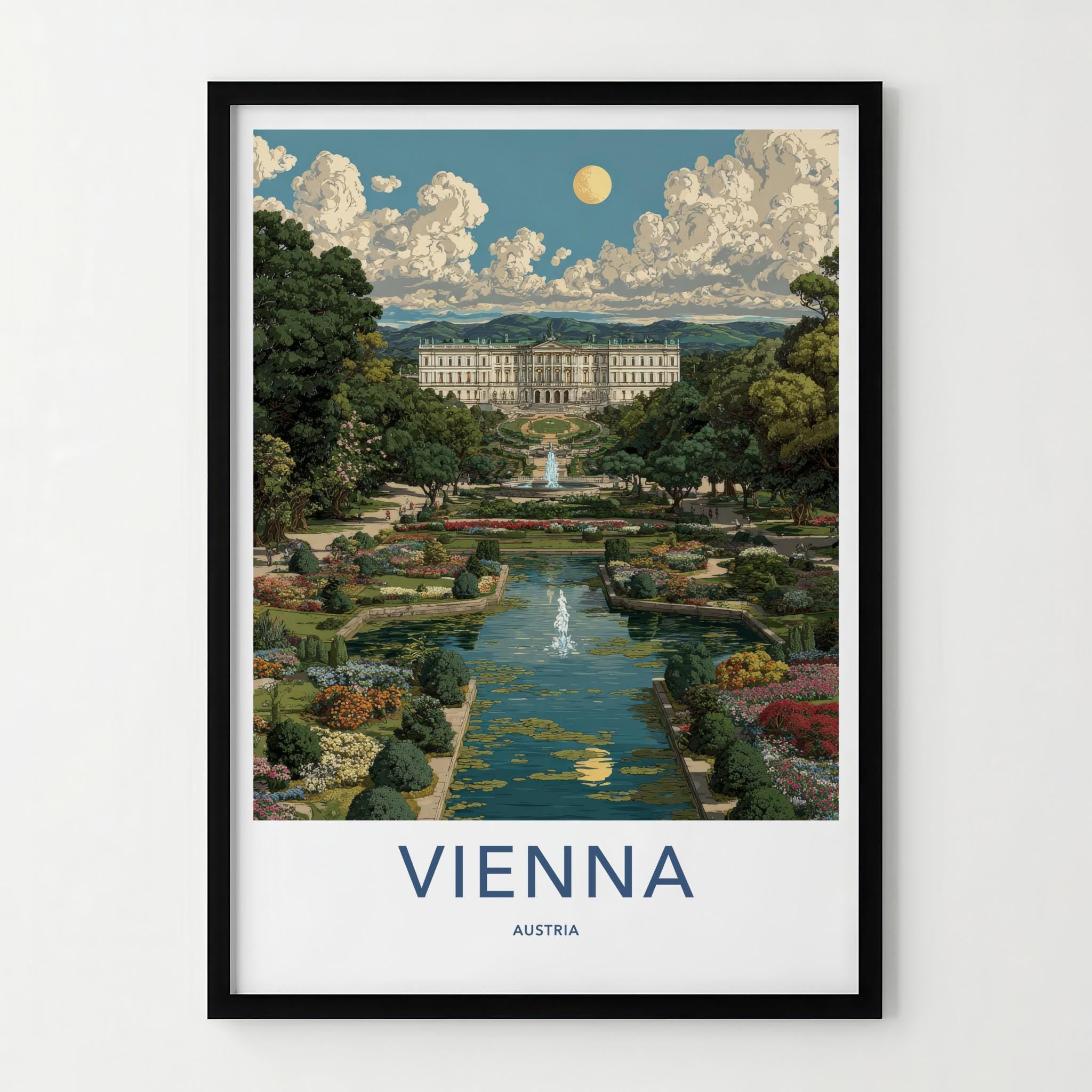 Vienna Poster - Austria Travel Art - Schoenbrunn Palace Garden Home Decor