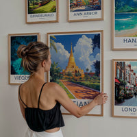 Vientiane Poster - Laos Travel Art - Golden Stupa Garden Home Decor