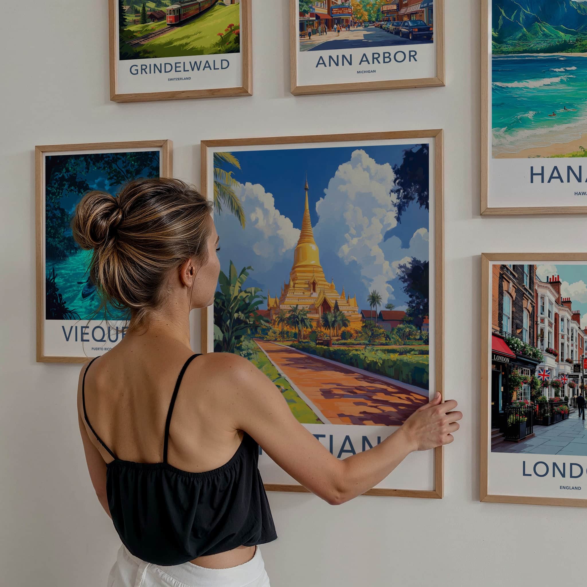 Vientiane Poster - Laos Travel Art - Golden Stupa Garden Home Decor