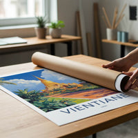 Vientiane Poster - Laos Travel Art - Golden Stupa Garden Home Decor