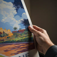 Vientiane Poster - Laos Travel Art - Golden Stupa Garden Home Decor