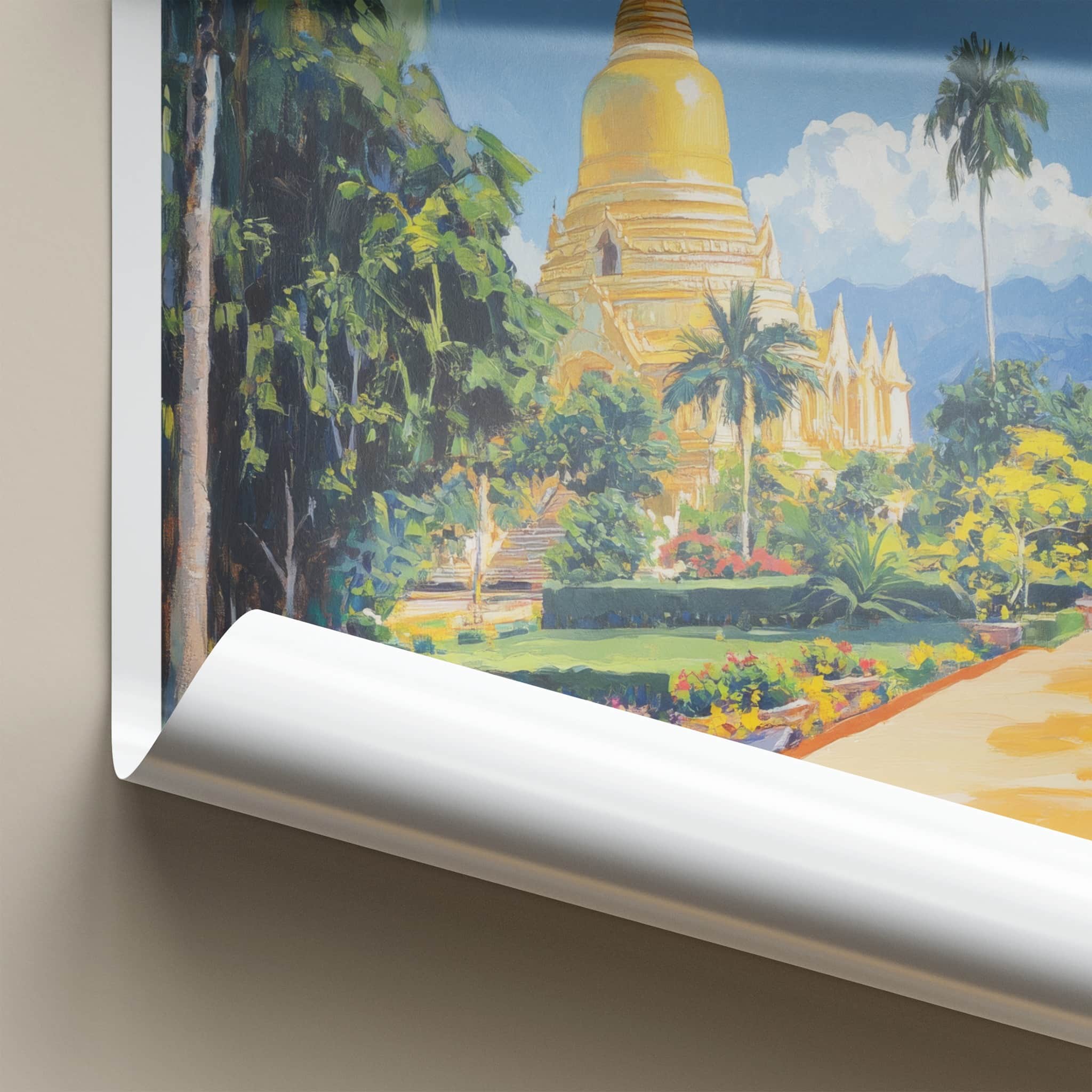 Vientiane Poster - Laos Travel Art - Golden Stupa Garden Wall Decor