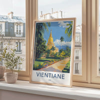 Vientiane Poster - Laos Travel Art - Golden Stupa Garden Wall Decor