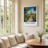 Vientiane Poster - Laos Travel Art - Golden Temple Gardens Home Decor