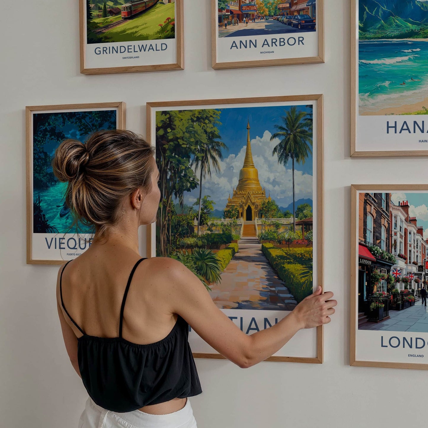 Vientiane Poster - Laos Travel Art - Golden Temple Gardens Home Decor