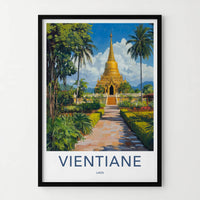Vientiane Poster - Laos Travel Art - Golden Temple Gardens Home Decor