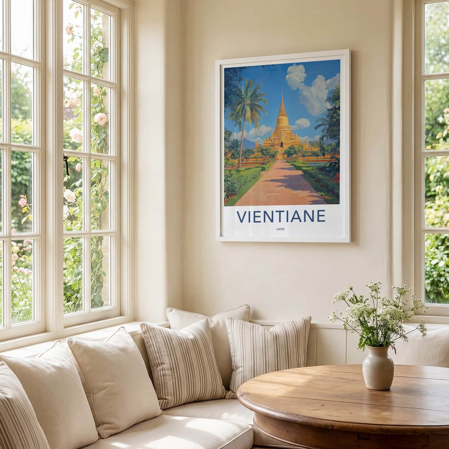 Vientiane Poster - Laos Travel Art - Grand Golden Stupa Home Decor