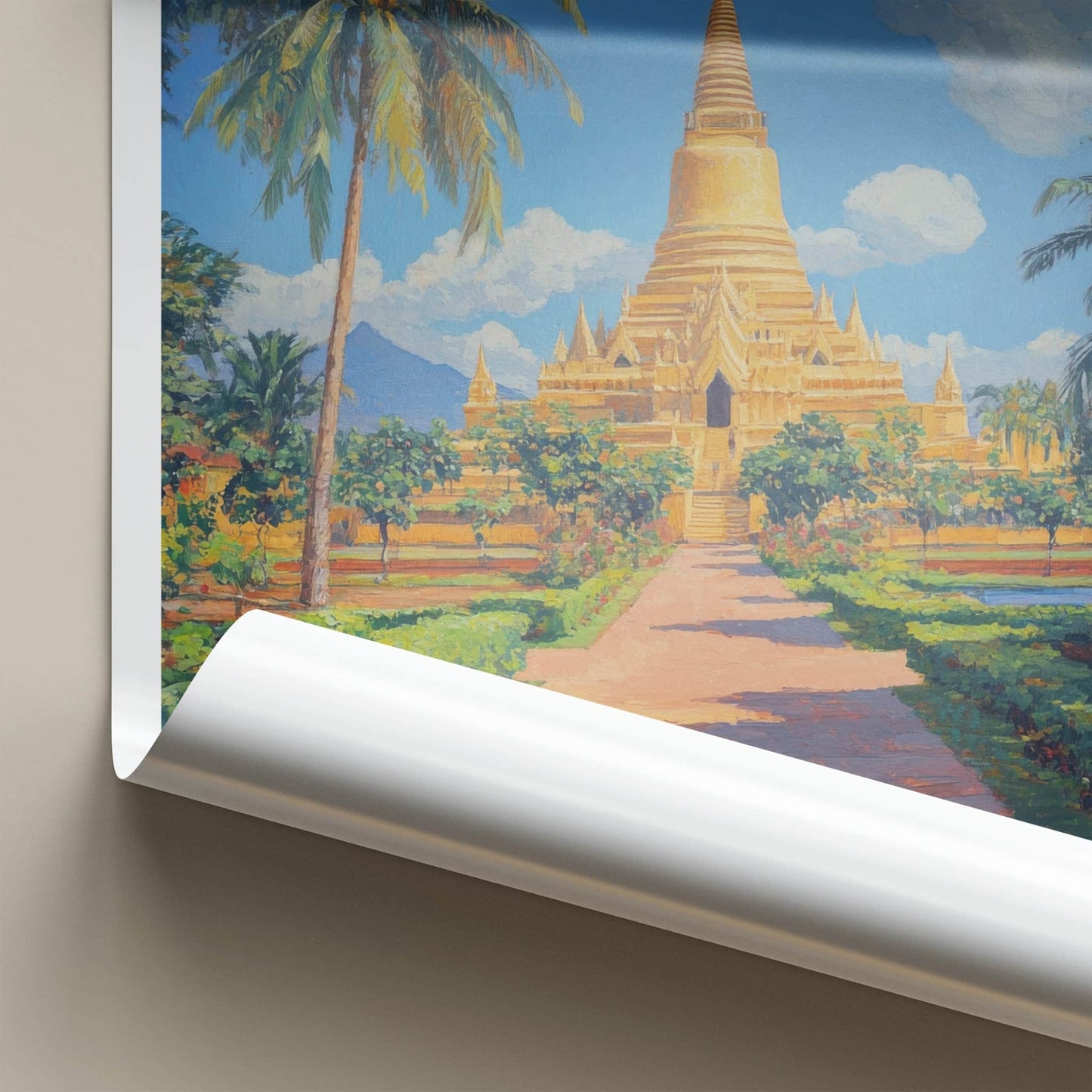 Vientiane Poster - Laos Travel Art - Grand Golden Stupa Home Decor