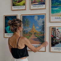 Vientiane Poster - Laos Travel Art - Grand Golden Stupa Home Decor