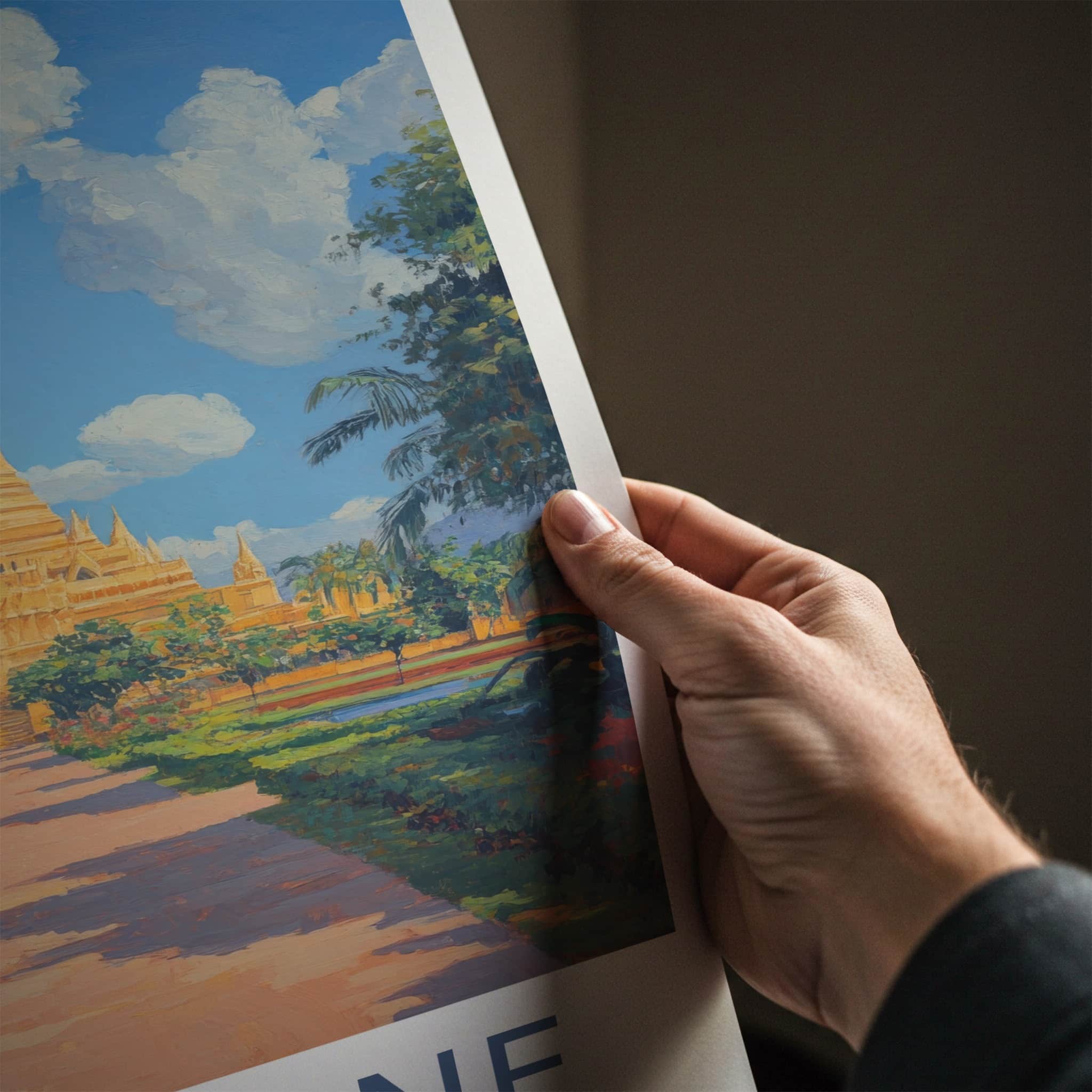 Vientiane Poster - Laos Travel Art - Grand Golden Stupa Home Decor
