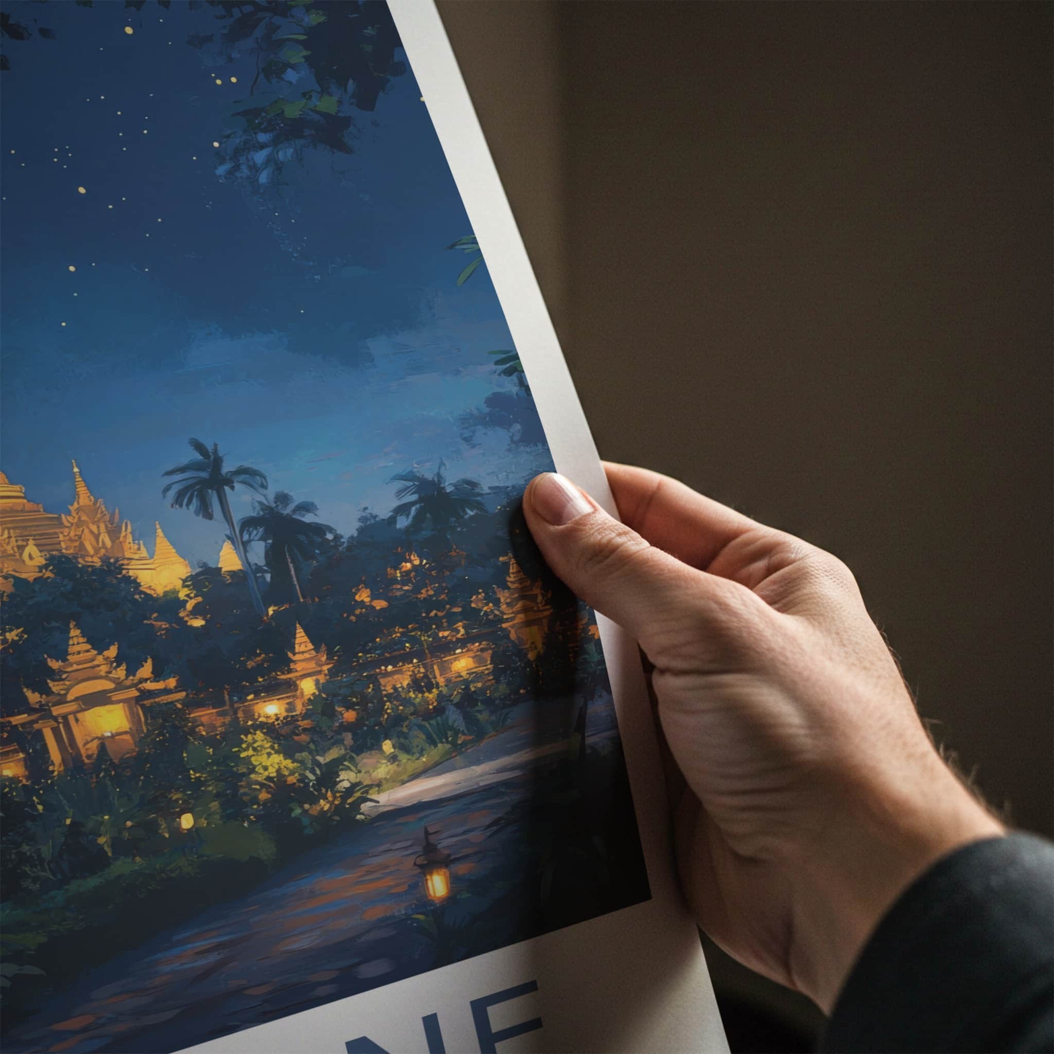 Vientiane Poster - Laos Travel Art - Lush Tropical Pagoda Wall Decor