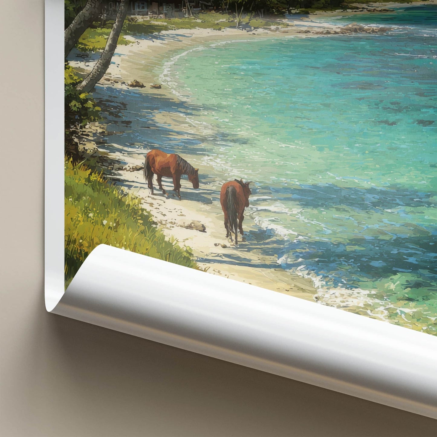 Vieques Poster - Puerto Rico Beach Ocean Horses Wall Art