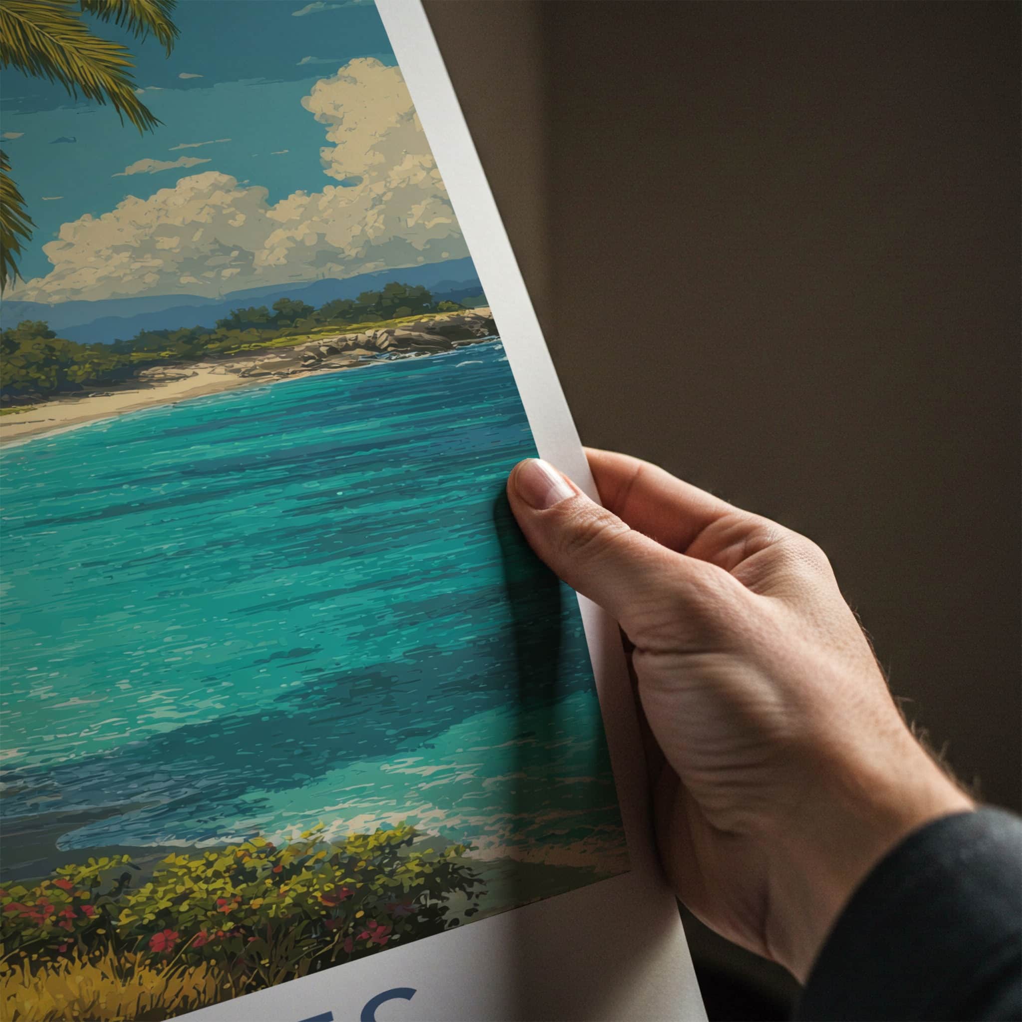 Vieques Poster Puerto Rico Palm Beach Horses Lounge Decor