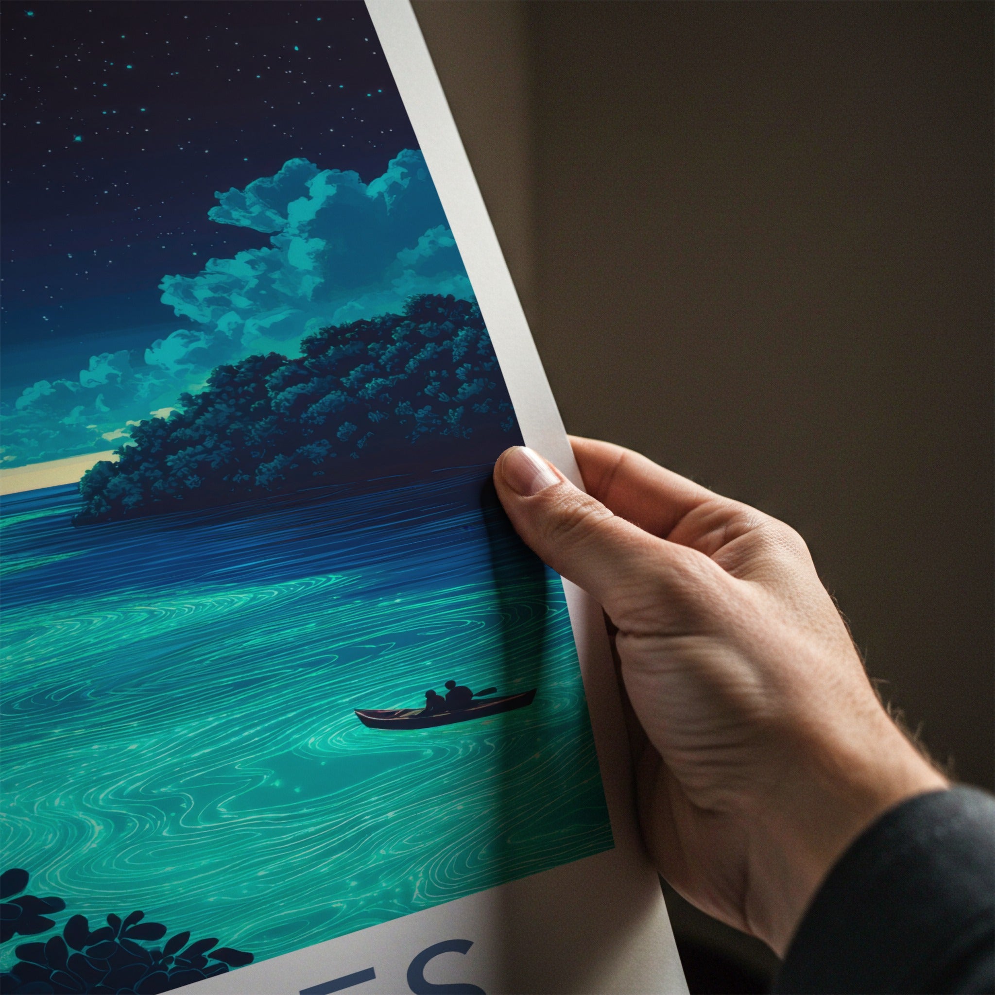 Vieques Poster - Puerto Rico Travel Art - Bioluminescent Bay Night Home Decor