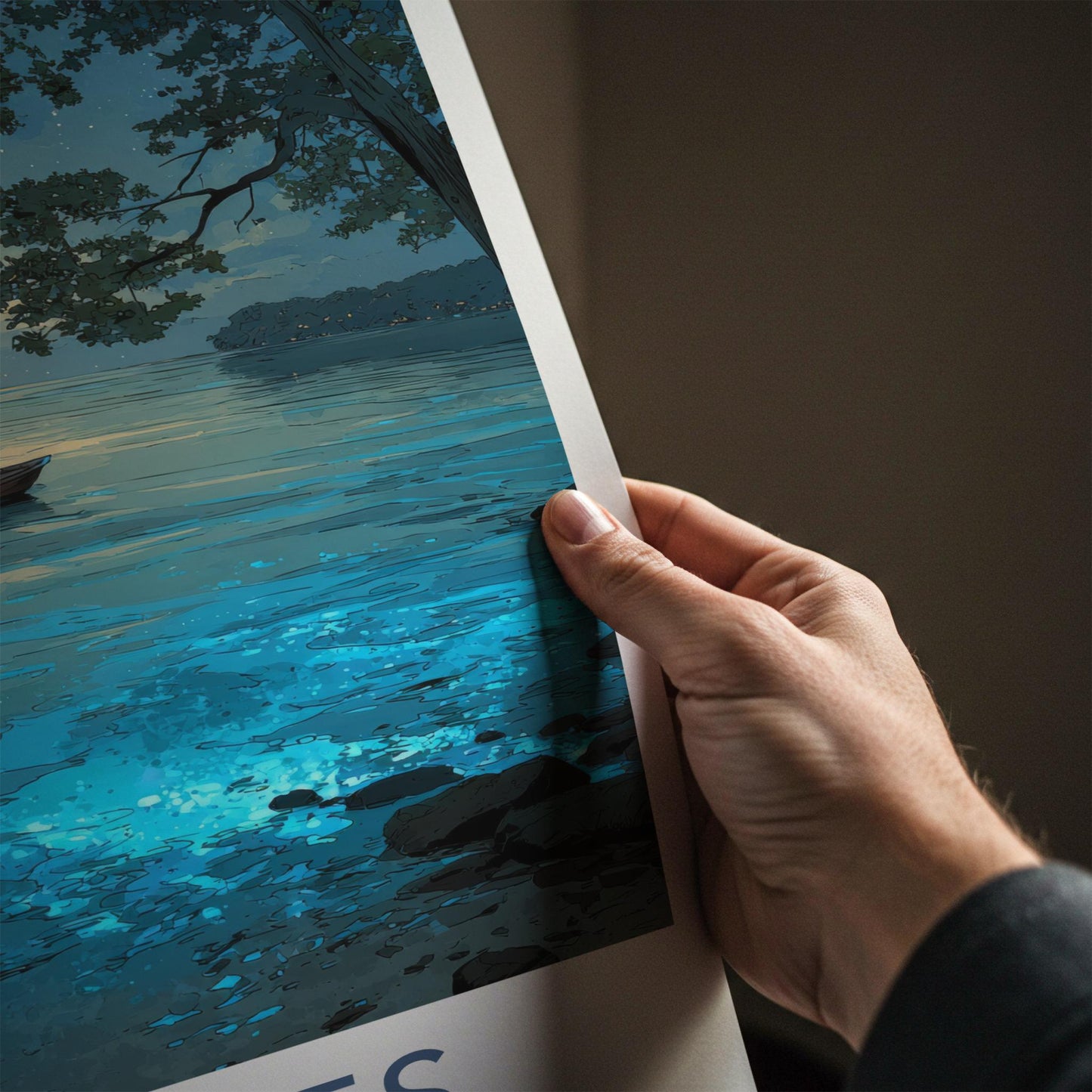 Vieques Poster - Puerto Rico Travel Art - Bioluminescent Water Boat Home Decor