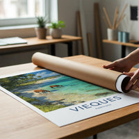 Vieques Poster - Puerto Rico Travel Art - Wild Horses Beach Home Decor