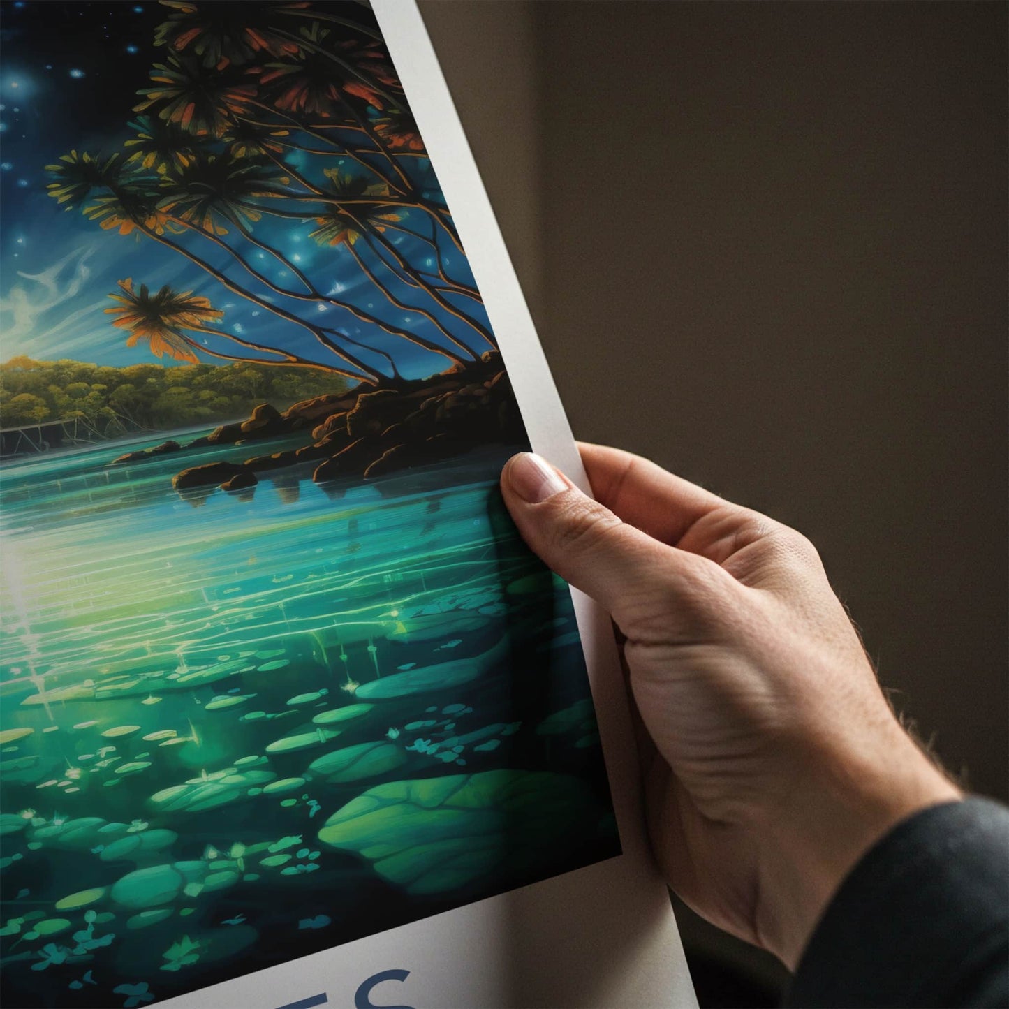 Vieques Poster - Puerto Rico Wall Art - Bioluminescent Bay Canoe Home Decor