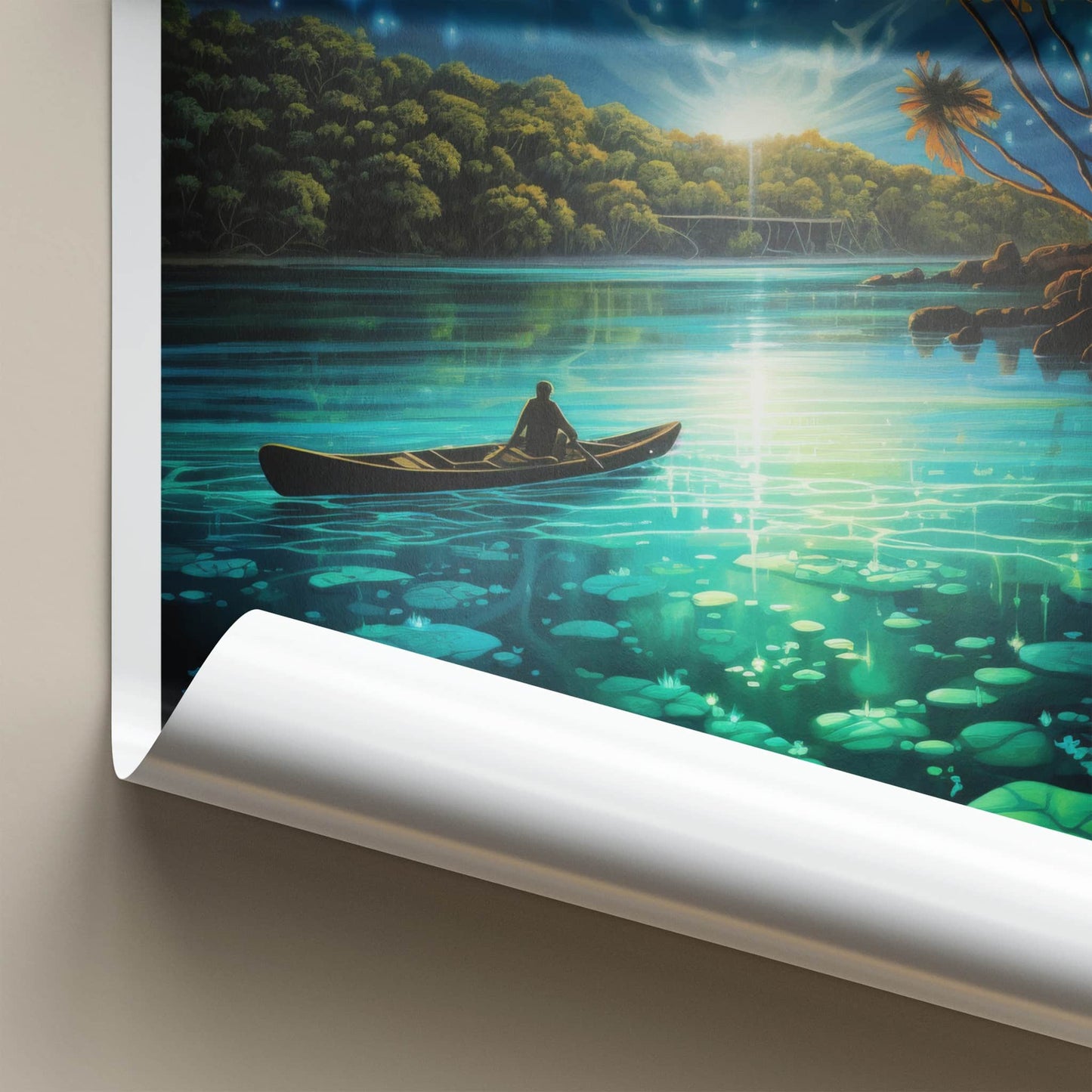 Vieques Poster - Puerto Rico Wall Art - Bioluminescent Bay Canoe Home Decor