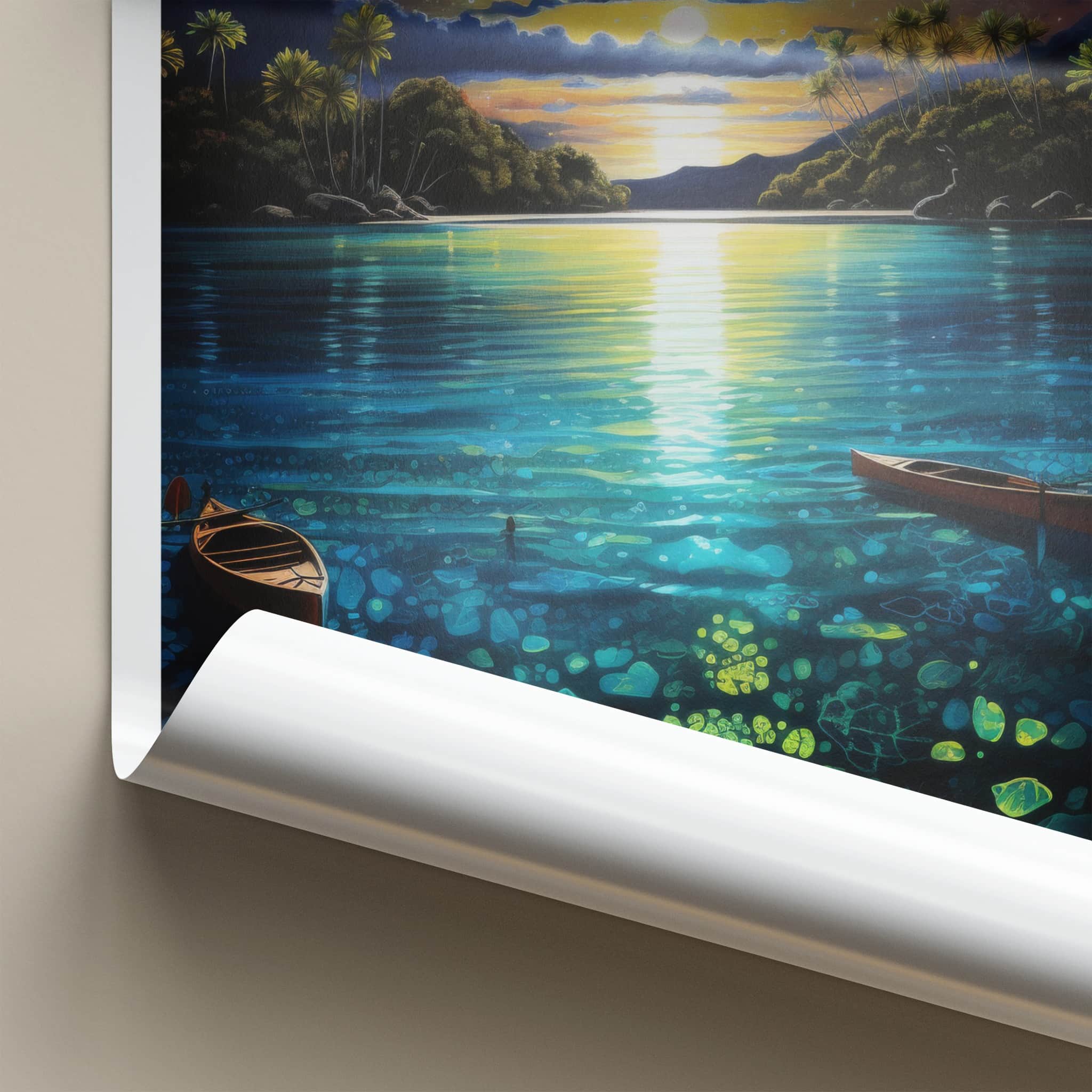 Viesques Poster - Puerto Rico Wall Art - Starry Night Lagoon Home Decor