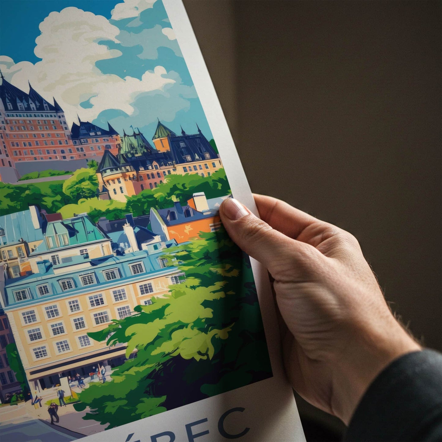 Vieux-Quebec Poster - Canada Travel Art - Charming Cityscape Town Home Decor