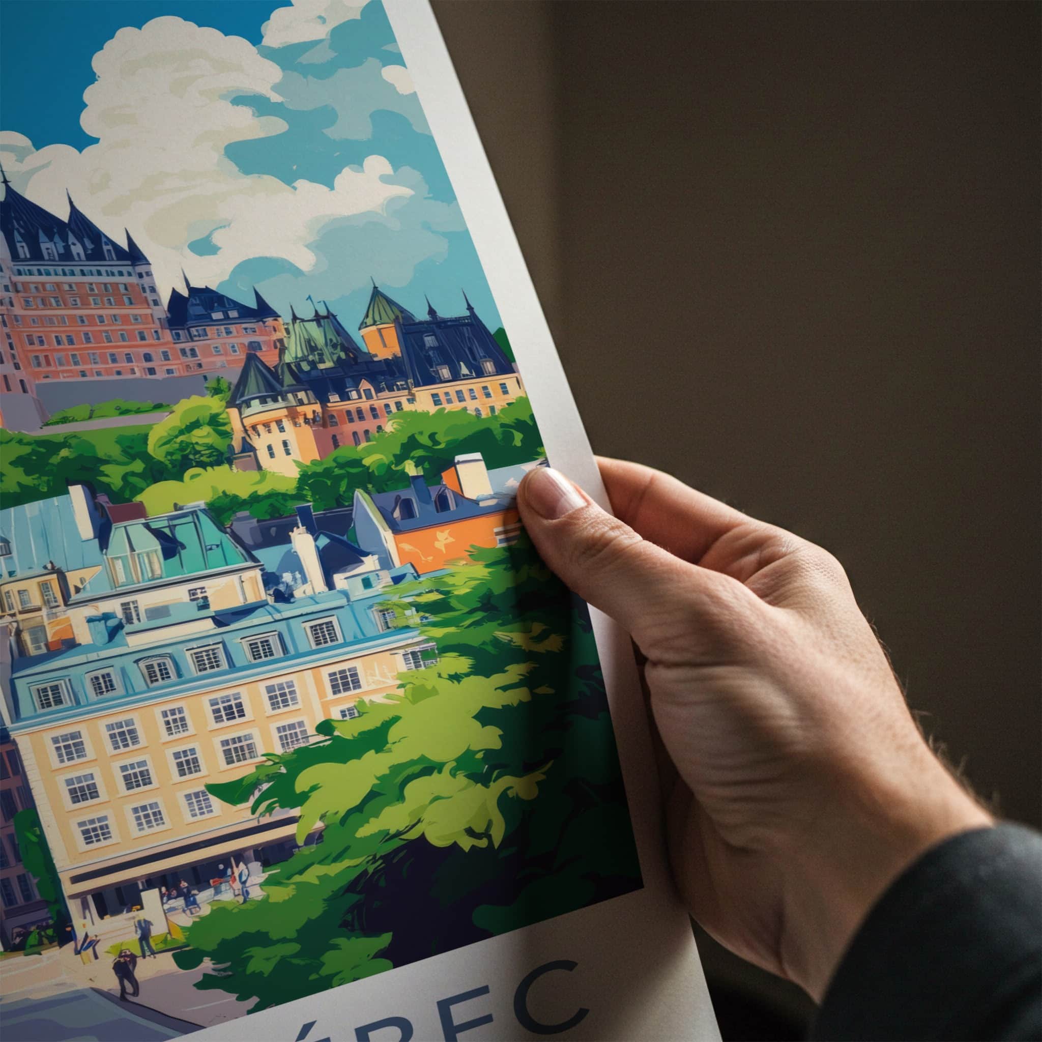 Vieux-Quebec Poster - Canada Travel Art - Charming Cityscape Town Home Decor