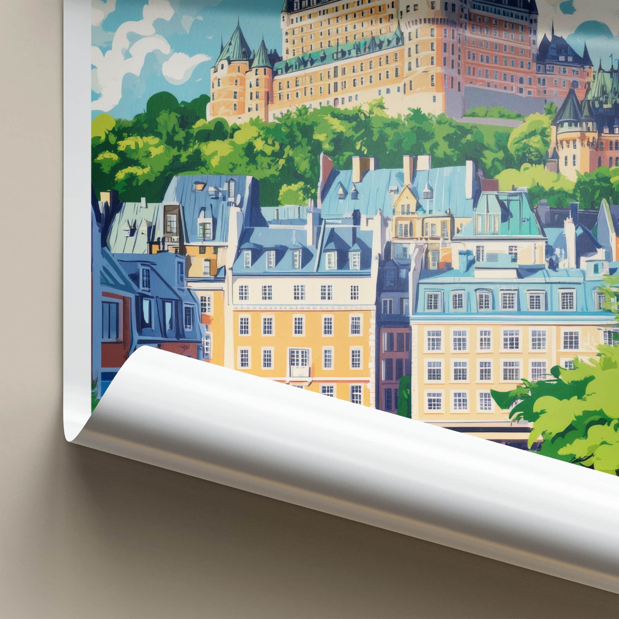 Vieux-Quebec Poster - Canada Travel Art - Charming Cityscape Town Home Decor
