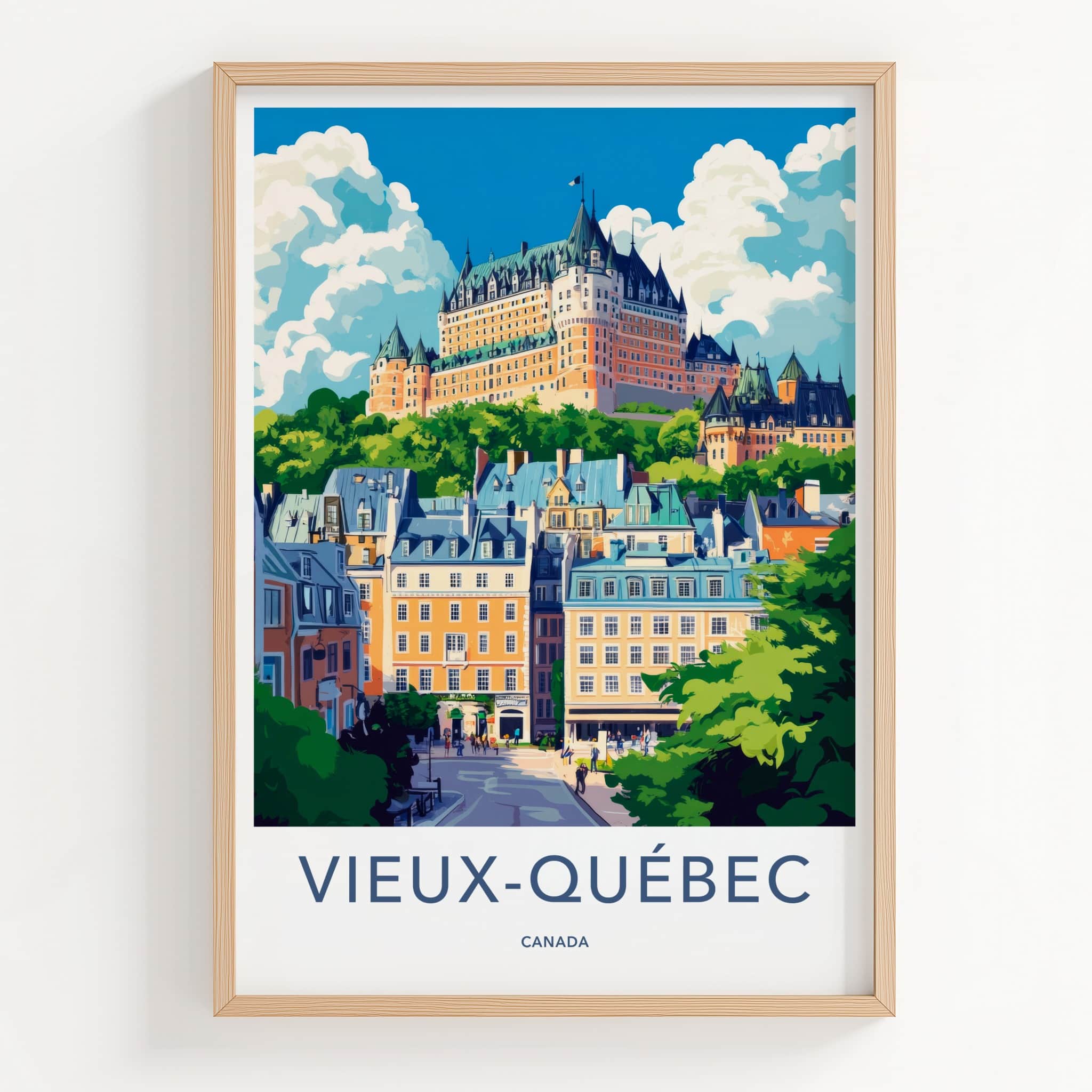 Vieux-Quebec Poster - Canada Travel Art - Charming Cityscape Town Home Decor
