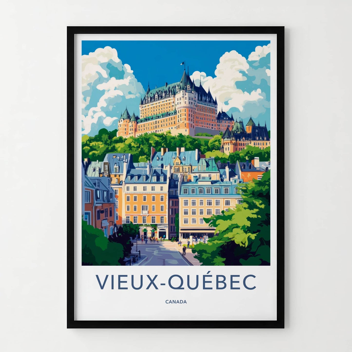 Vieux-Quebec Poster - Canada Travel Art - Charming Cityscape Town Home Decor