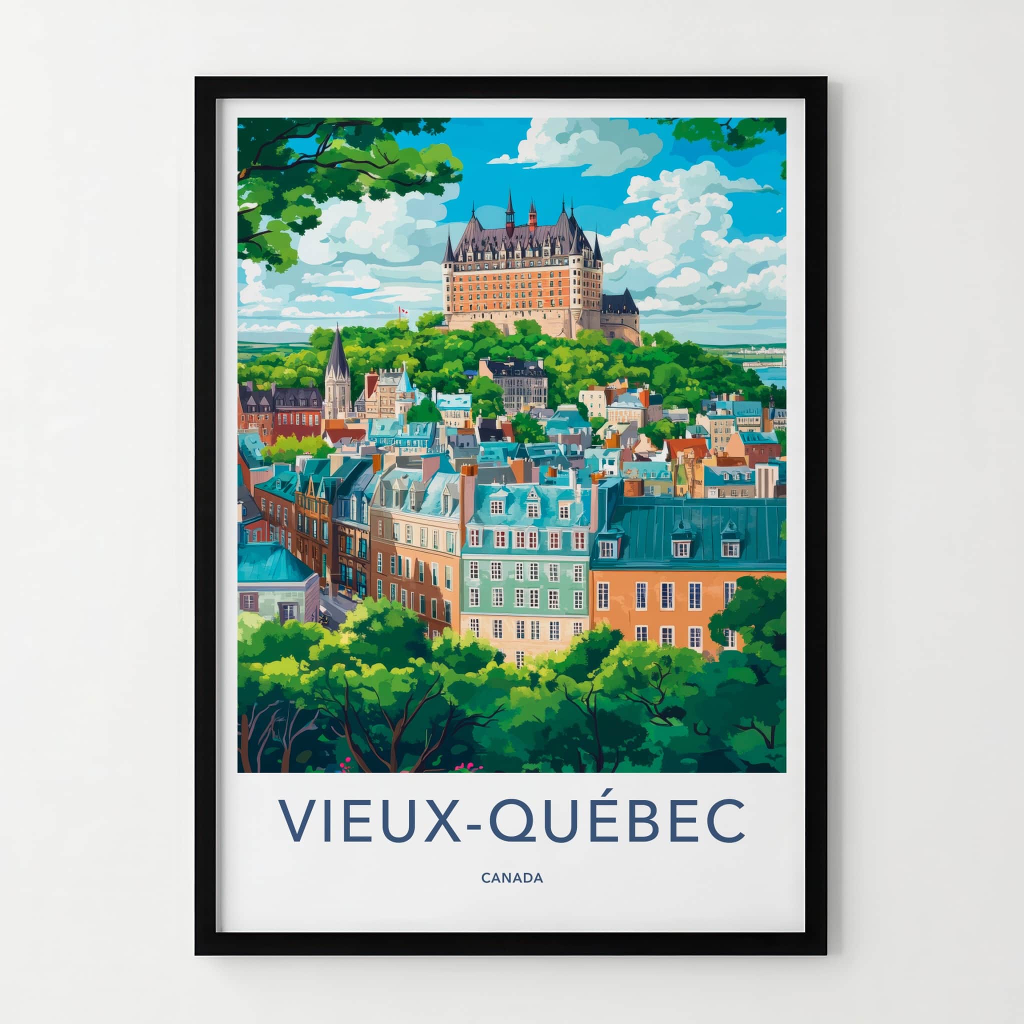 Vieux-Quebec Poster - Canada Travel Art - Historic Chateau City Wall Decor