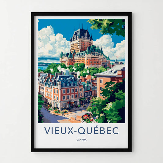 Vieux-Quebec Poster - Canada Travel Art - Old City Panorama Home Decor