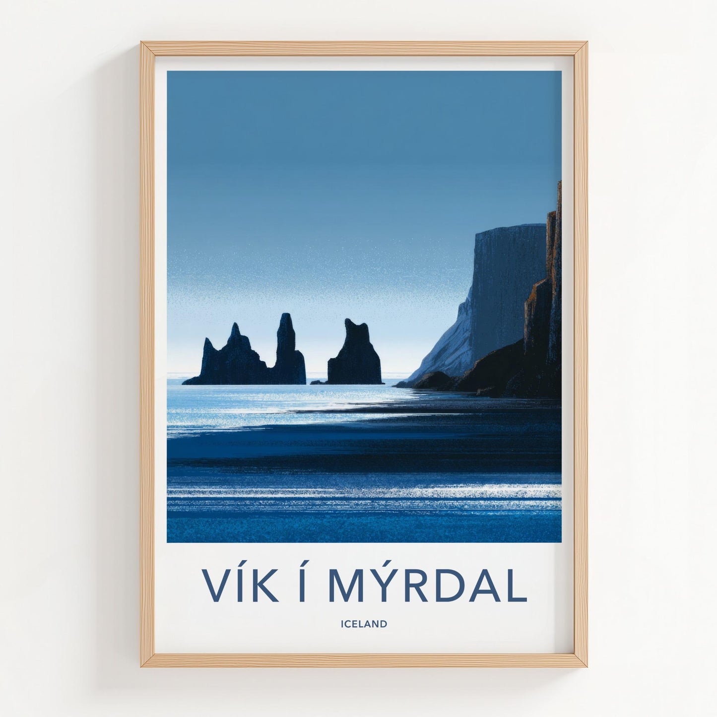 Vik i Myrdal Poster - Iceland Travel Art - Reynisdrangar Sea Stacks Home Decor
