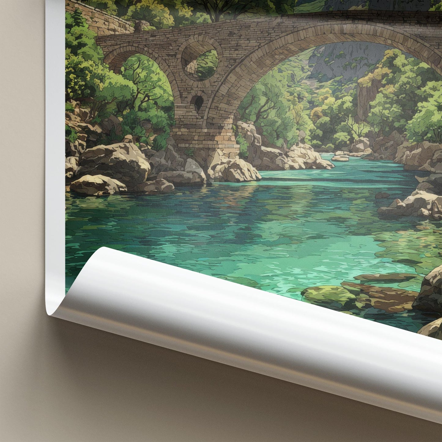 Vikos Gorge Poster - Greece Wall Art - Ancient Stone Bridge Home Decor