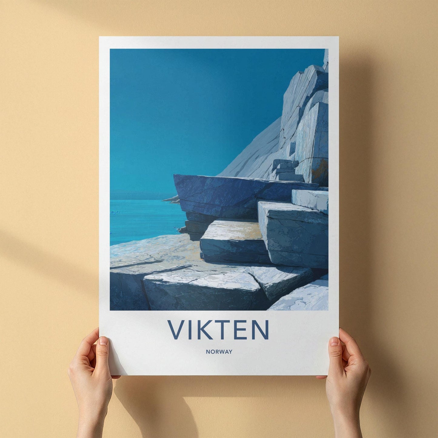 Vikten Poster - Norway Wall Art - Rugged Ocean Rocks Home Decor