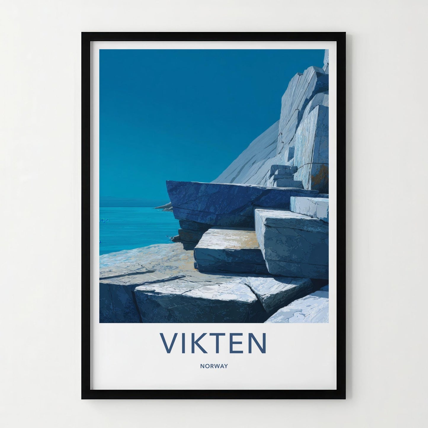 Vikten Poster - Norway Wall Art - Rugged Ocean Rocks Home Decor