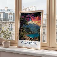 Villarrica Poster - Chile Travel Art - Snow Capped Volcano Home Decor