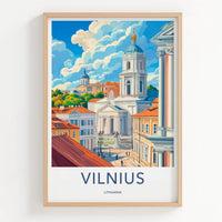 Vilnius Poster - Lithuania Travel Art - Historic Church Square Home Decor