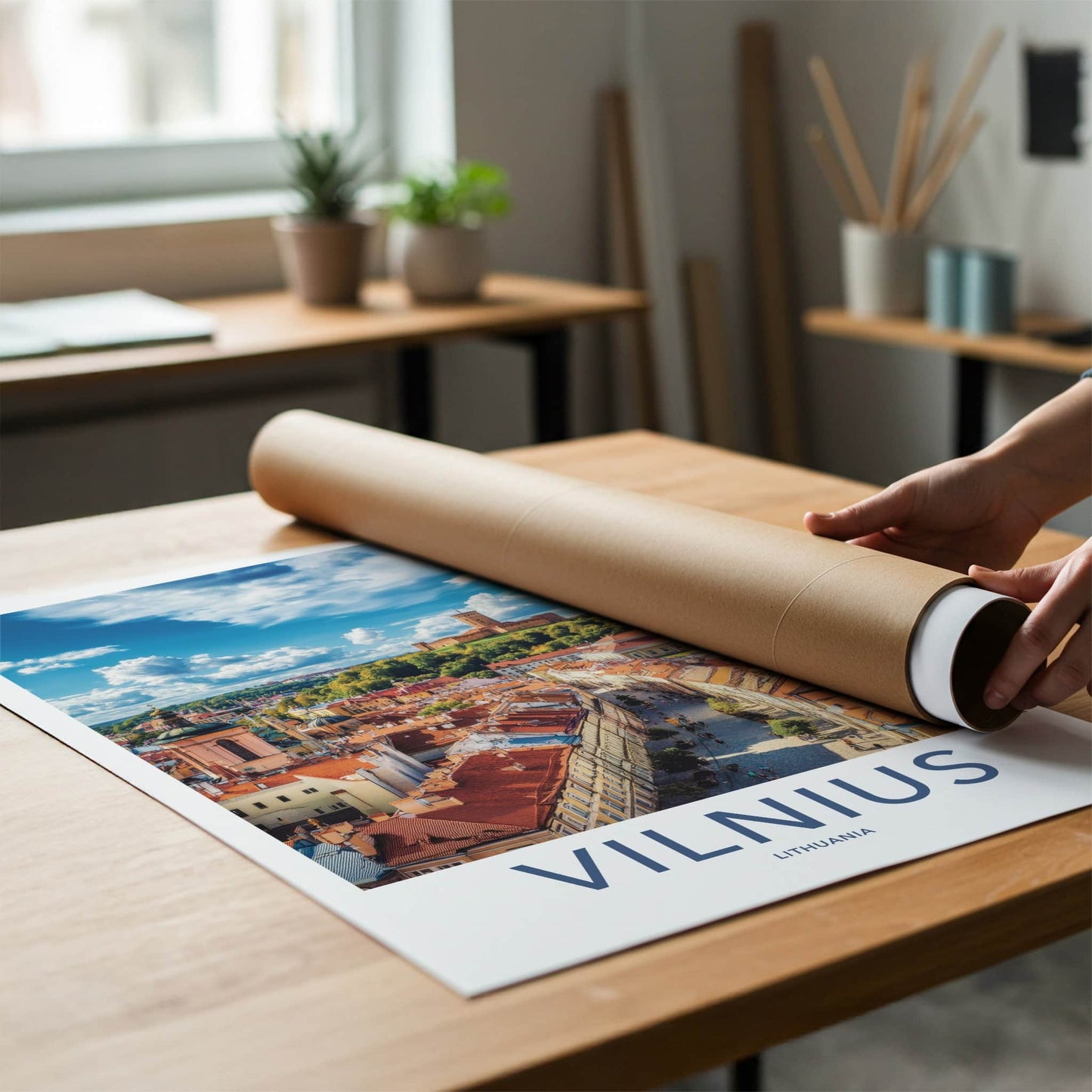Vilnius Poster - Lithuania Travel Art - Historic City Castle Home Decor