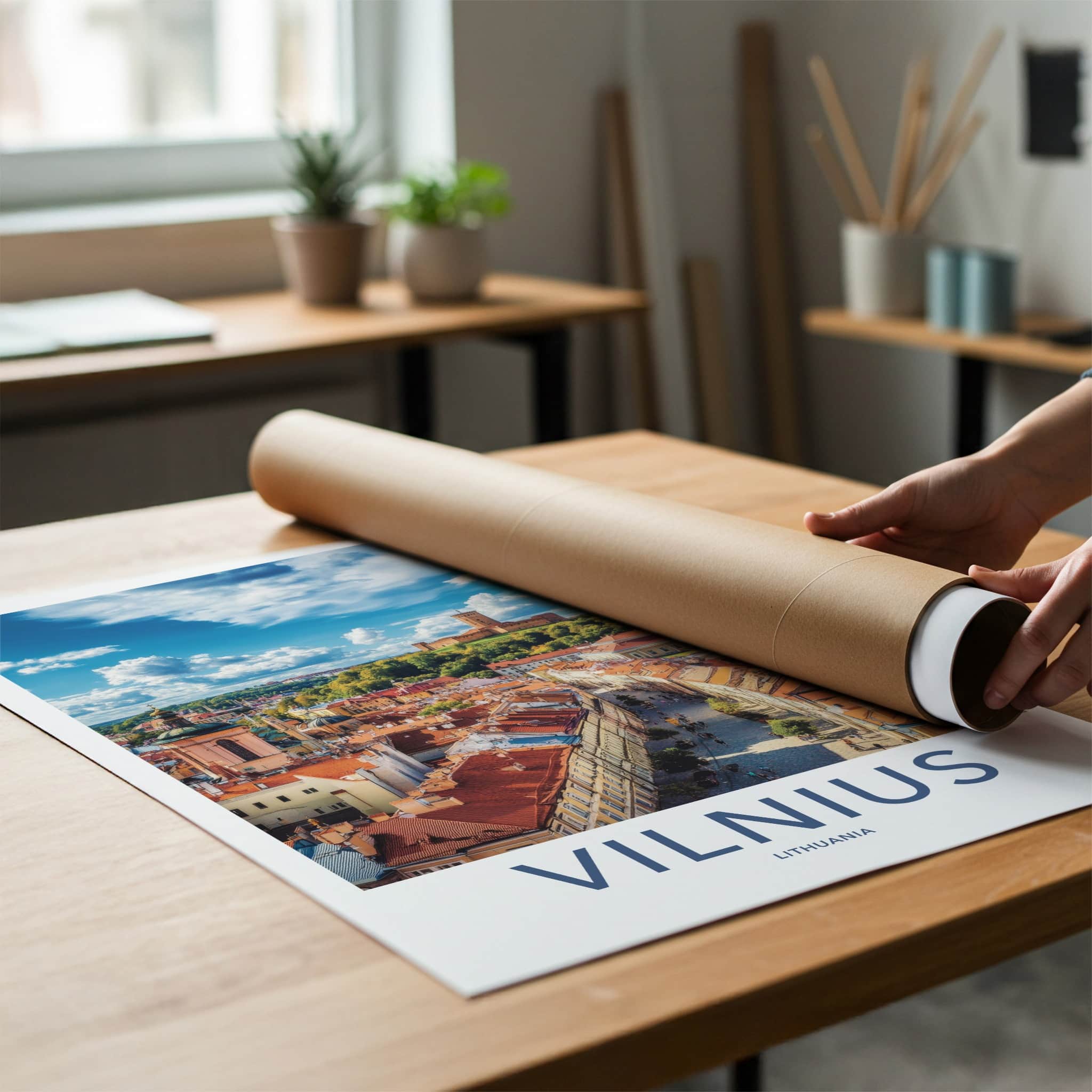 Vilnius Poster - Lithuania Travel Art - Historic City Castle Home Decor