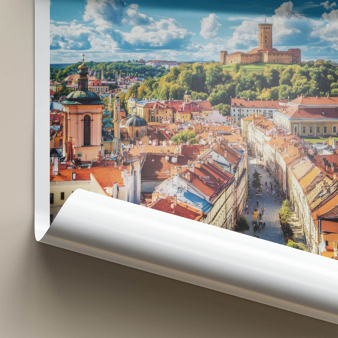 Vilnius Poster - Lithuania Travel Art - Historic City Castle Home Decor