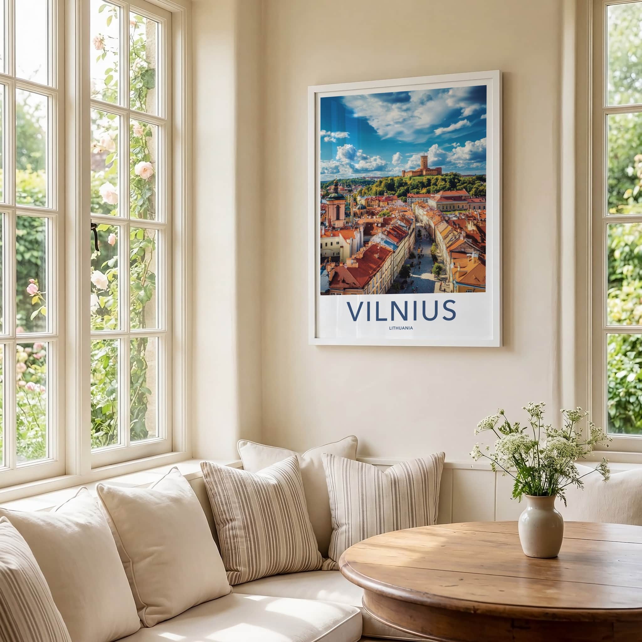 Vilnius Poster - Lithuania Travel Art - Historic City Castle Home Decor