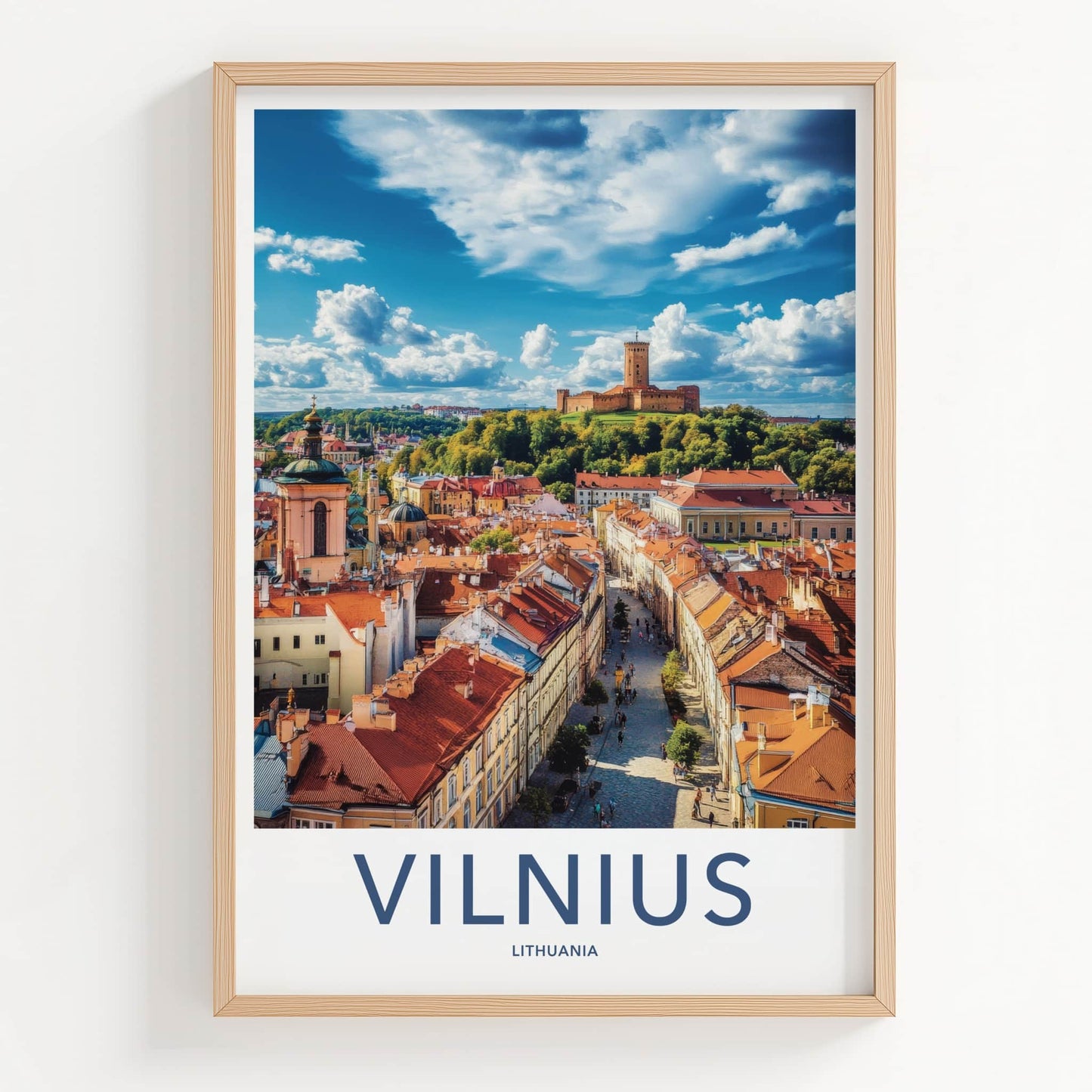 Vilnius Poster - Lithuania Travel Art - Historic City Castle Home Decor