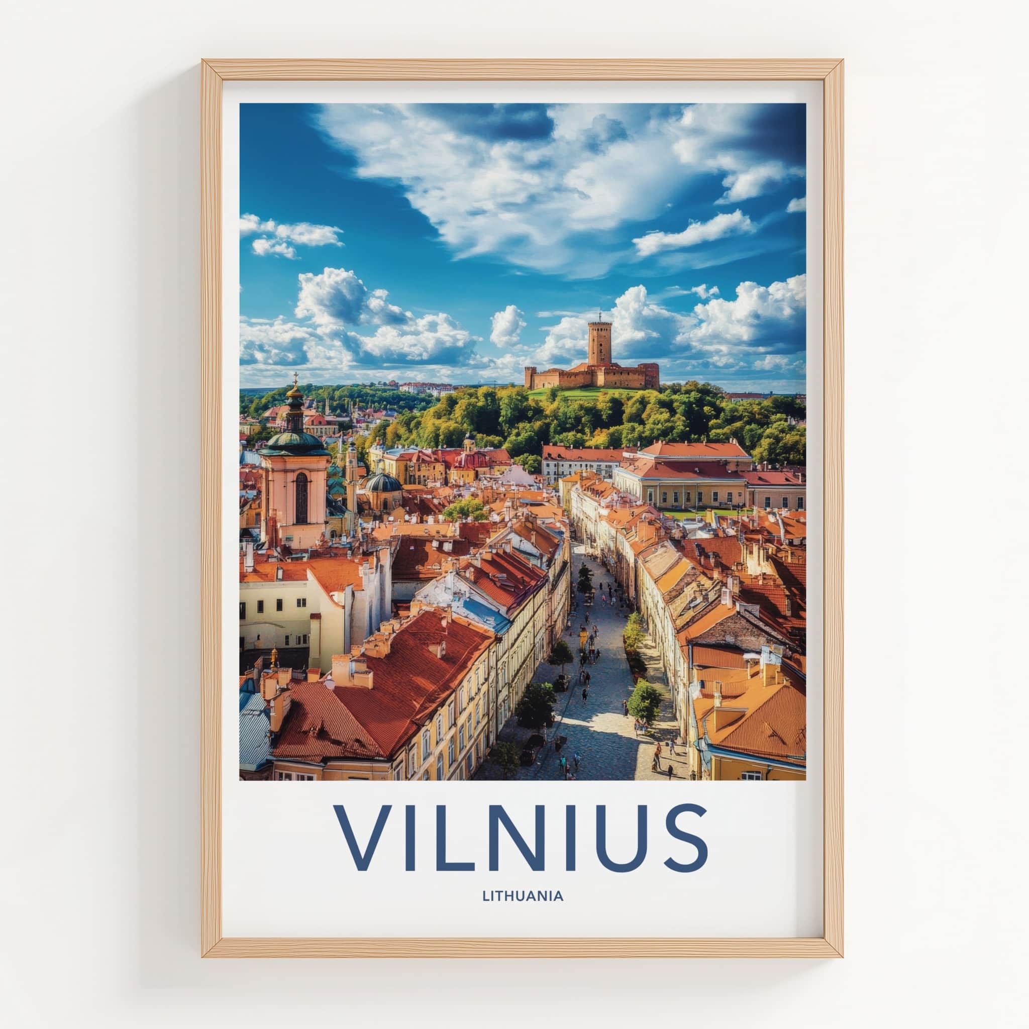 Vilnius Poster - Lithuania Travel Art - Historic City Castle Home Decor