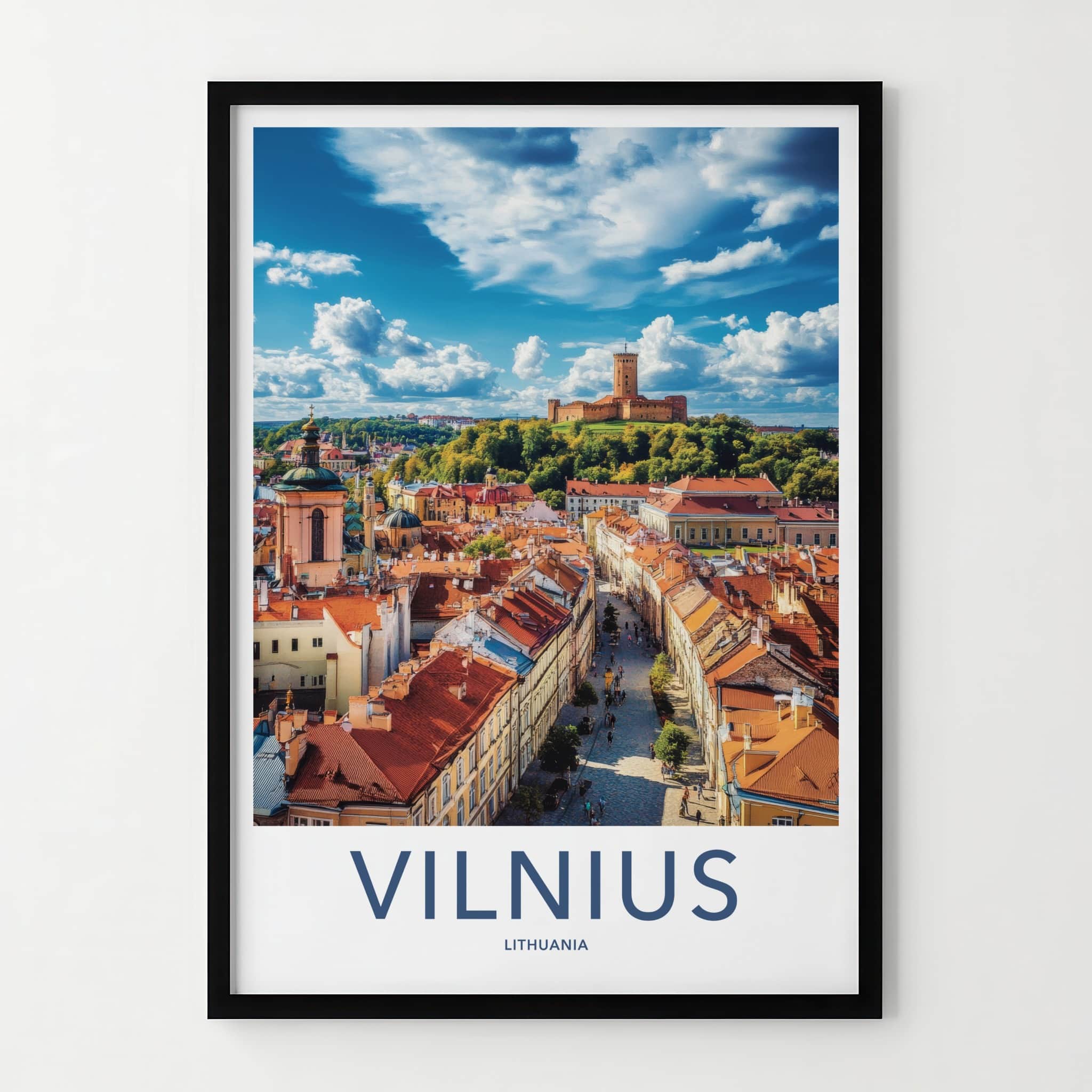Vilnius Poster - Lithuania Travel Art - Historic City Castle Home Decor