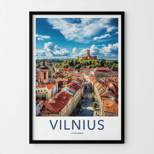 Vilnius Poster - Lithuania Travel Art - Historic City Castle Home Decor