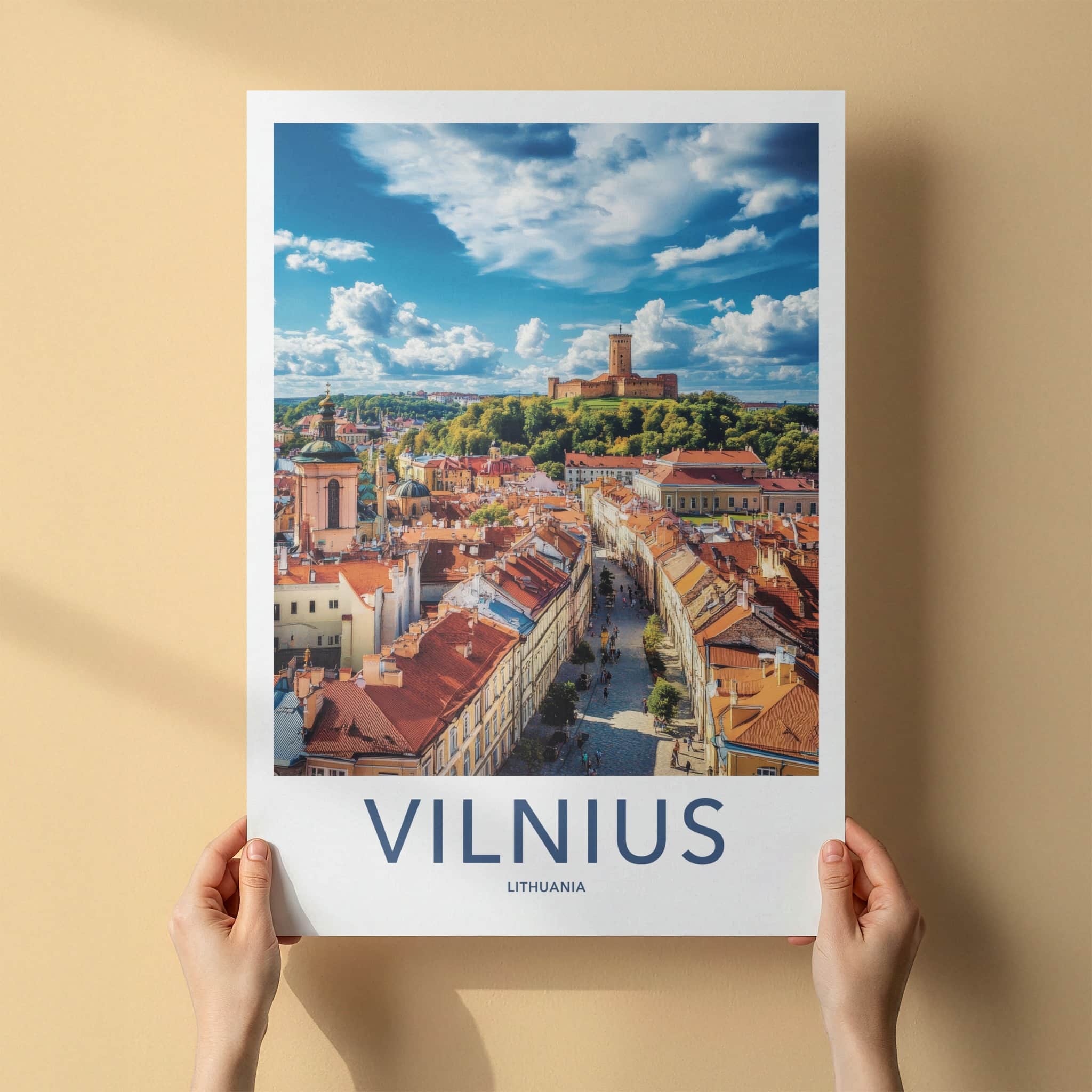 Vilnius Poster - Lithuania Travel Art - Historic City Castle Home Decor